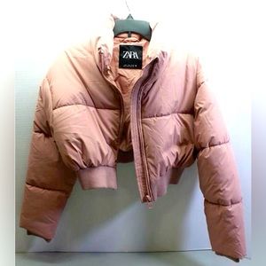 Zara Crop Puffer Coat Size Small